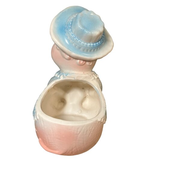 Napcoware Vintage Hippo Pink Blue Ceramic Baby Gift Planter C-8569 - Picture 8 of 15